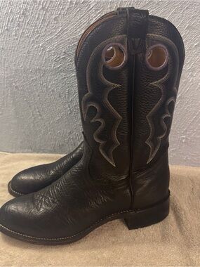 Unisex Black Leather Western Heeled Boots - Classic Pull-On Canada WMN 9.5/10 W